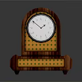Vintage Wooden Mantel Clock With Yellow Green Diamond Pattern And White Dial