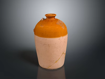 Artisanal Ceramic Sculpture Carving With Orange Top Pink Base And Cracked Details 3d model