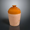 Artisanal Ceramic Sculpture Carving With Orange Top Pink Base And Cracked Details
