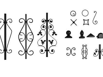 Decorative Metal Ironwork Elements With Curved Designs And Geometric Patterns 3d model