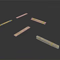 Five Long Thin Brass Strips With Smooth Surface As Mechanical Parts