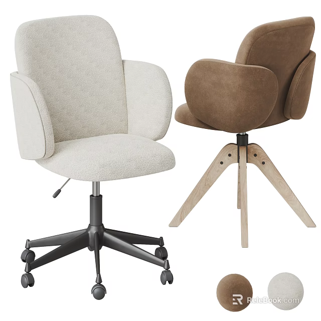 Modern Office Chairs With Fabric Upholstery Caster And Wooden Bases 3d model 