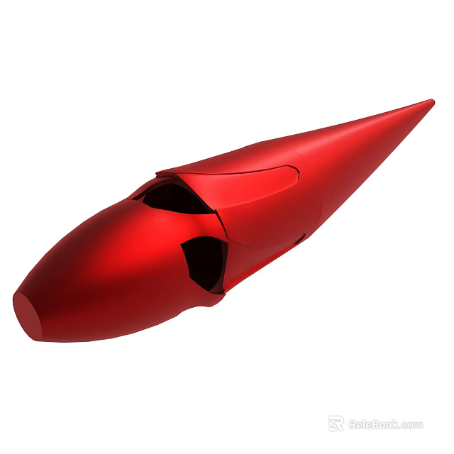 Sleek Red Aerodynamic Sculptural Object Featuring Geometric Cuts And Smooth Finish 3d model