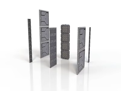 Gray Modular Scene Components With Textured Panels And Various Heights 3d model