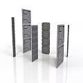 Gray Modular Scene Components With Textured Panels And Various Heights
