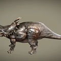 Realistic Triceratops Dinosaur Model With Three Horns And Spiked Back