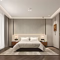 Modern Hotel Guest Room Interior With King Bed Floor-to-Ceiling Window Nightstand And TV Wall
