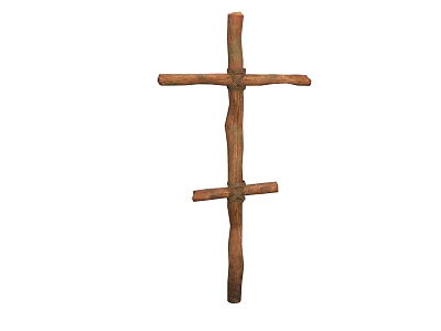Wooden Cross Shaped Weapon With Simple Design And Natural Texture 3d model