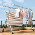 Outdoor Stainless Steel Clothes Drying Rack With Clothes And Bedding