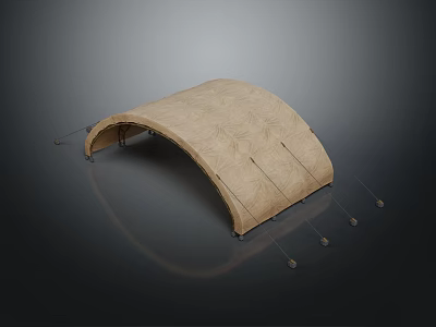 Modern Arched Furniture With Beige Fabric Material Support Legs And Simple Design 3d model