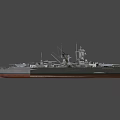 Vintage Battleship With Large Turrets Gray Hull And Deck Antenna Structures