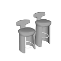 Two Modern Bar Stools With Curved Backrest Round Seat And Metal Footrest