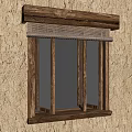 Wooden Window With Natural Light Framing Garden View And Green Plants