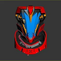 Red And Blue Motorcycle Helmet With Yellow Accents Modern Design And Comfortable Fit