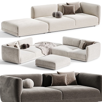 Modern Light Luxury Multiplayer Sofa Collection 3d model