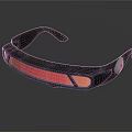 Modern Black Jewelry Eyewear With Red Orange Decorative Strips And Reflective Finish