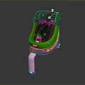 Green And Black Public Chair With Safety Harness And Metal Frame