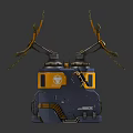 Mechanical Equipment With Blue Yellow Bodies Rotating Yellow Blades And Control Panels