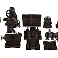 Various Industrial Mechanical Parts Including Gears Bearings And Metal Structures