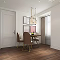 Modern Living and Dining Area Interior With Brass Chandelier TV Wall White Armchair And Coffee Table