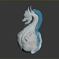 Game And Movie Fantasy Character Dragon Seahorse Hybrid With White Blue Scales And Horns