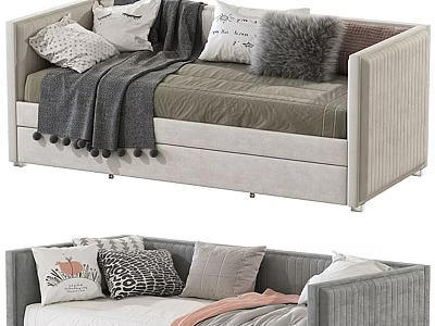 Elegant Two Seater Sofa With Soft Upholstery Decorative Pillows And Cozy Blanket 3d model