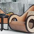 New Chinese Style Single Sofa Single Sofa Side Combination 3d model