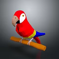 Vibrant Red Parrot With Blue And Yellow Feathers Perched On Wooden Branch