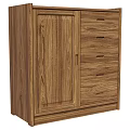 Natural Wooden Sideboard with Multiple Drawers and Cabinet Doors Design