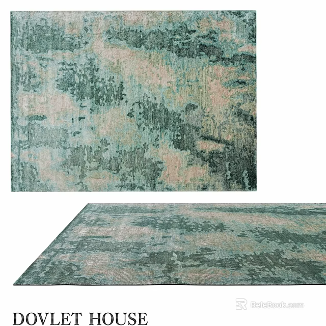Square Rug Featuring Green And Pink Abstract Pattern For Modern Home Decor 3d model 