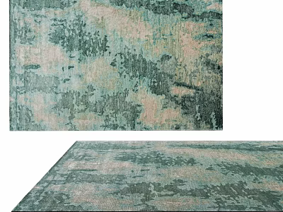 Square Rug Featuring Green And Pink Abstract Pattern For Modern Home Decor 3d model