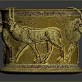 Decorative Golden Household Container With Animal Reliefs And Dual Handles For Home Decor Storage
