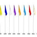 National Flags of Various Colors Arranged on Flagpoles in a Row
