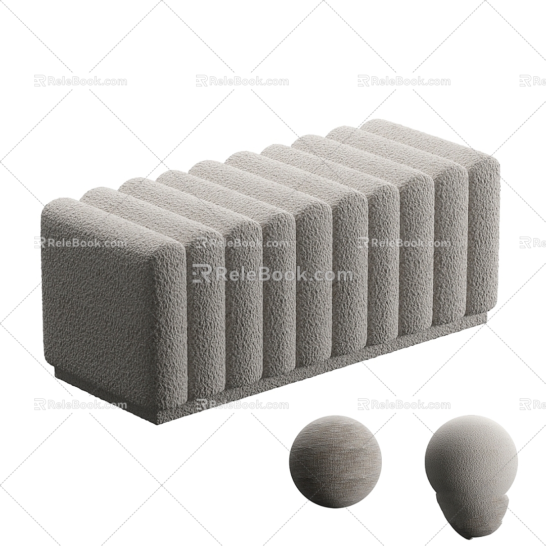 Modern sofa stool Eichholtz upholstery fabric cushion 3d model