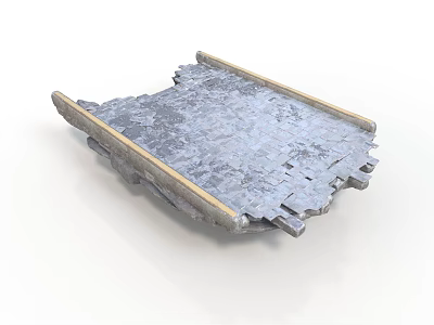 Building Structural Panel With Gray Textured Surface And Yellow Weathered Edges 3d model