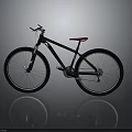 Black Bicycle With Red Seat In Gray Background And Reflection