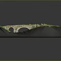 Detailed Terrain Model With Stone Arch Bridge And Lush Green Grass Surface