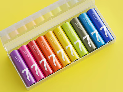 Vibrant Colorful Batteries In Transparent Case For Entertainment Electronics 3d model