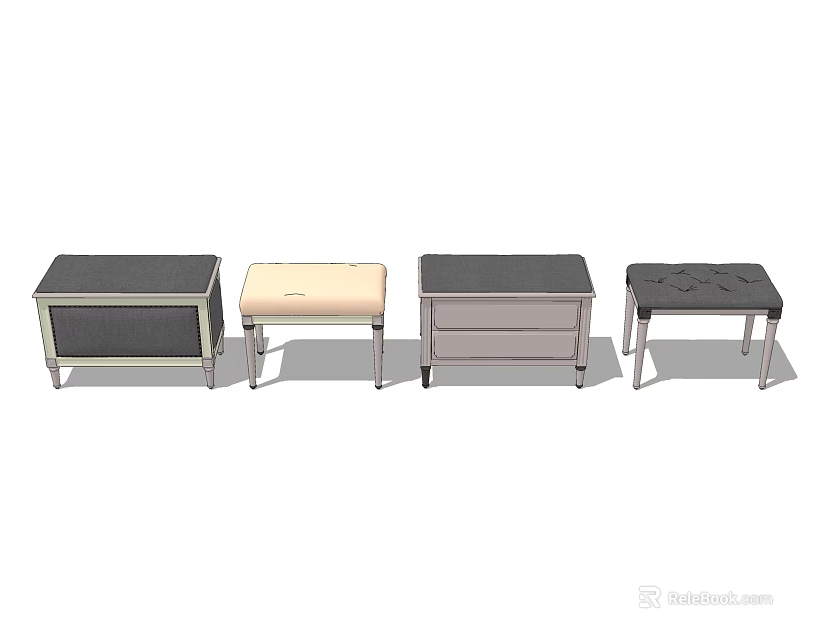 Modern Stylish Sofa Stools With Various Designs And Different Color Choices 3d model