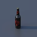 Stylish Black RIO Liqueur Bottle With Red Circular Pattern On Gray Background 3d model