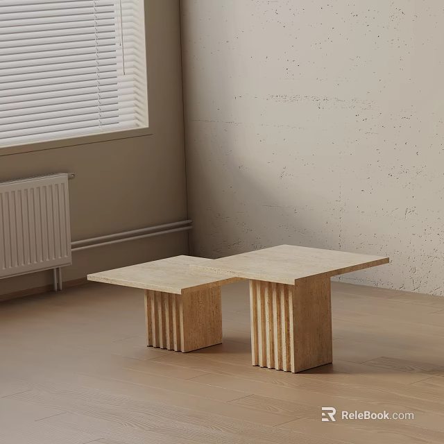 Modern Sofa And Coffee Table Set With Light Wooden Stripe Legs For Minimalist Living Room 3d model 