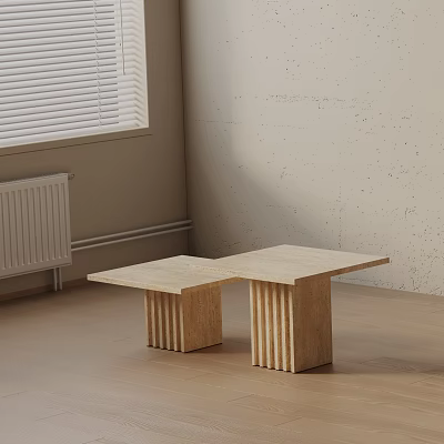 Modern Sofa And Coffee Table Set With Light Wooden Stripe Legs For Minimalist Living Room 3d model
