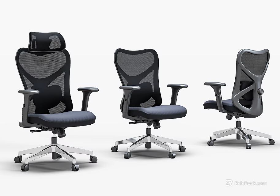 Ergonomic Mesh Office Chairs With Armrests Wheels And Three Different Designs For Home Office 3d model 