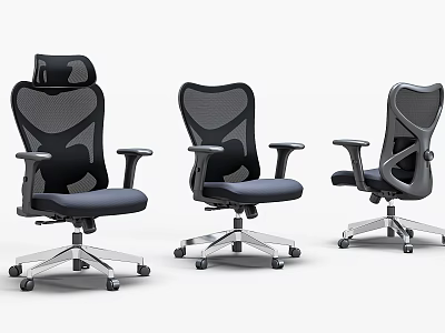 Ergonomic Mesh Office Chairs With Armrests Wheels And Three Different Designs For Home Office 3d model