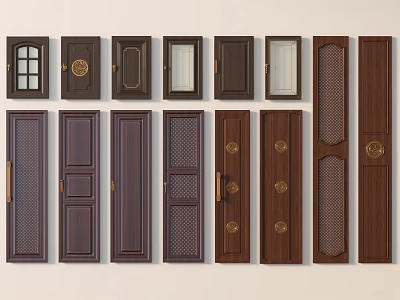 Various Wooden Door Designs Featuring Different Styles And Intricate Decorative Patterns 3d model