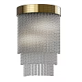 Modern Wall Sconce With Golden Round Top And Transparent Glass Tassels Layered Design