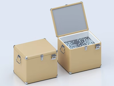 Beige Storage Boxes With Open Lid And White Granular Contents 3d model