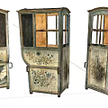 Vintage Decorative Cabinets With Floral Patterns Glass Panes And Worn Finish