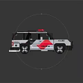 Building Block Police Car Model With White Body Red Accents And SUV Design