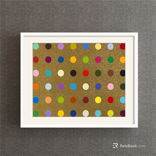 Vibrant Abstract Painting With Colorful Dots In White Frame On Gray Background 3d model 
